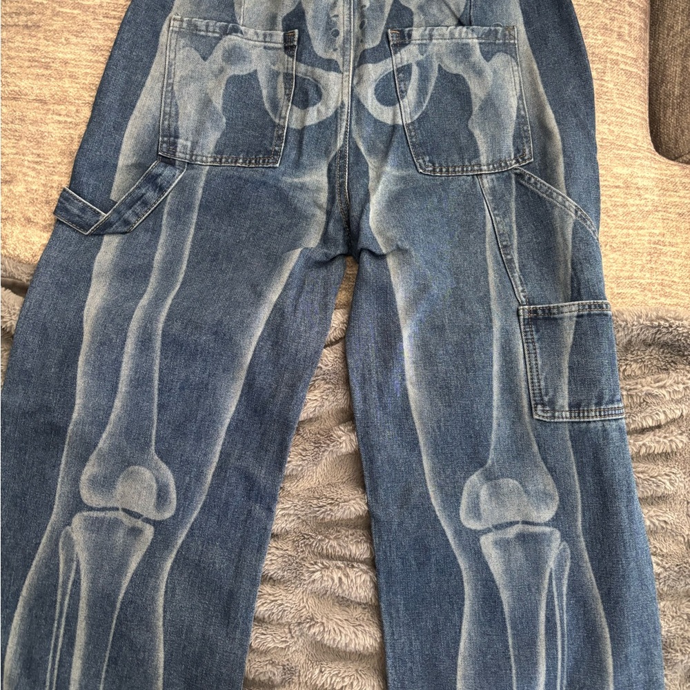 Skeleton Print Denim Jeans